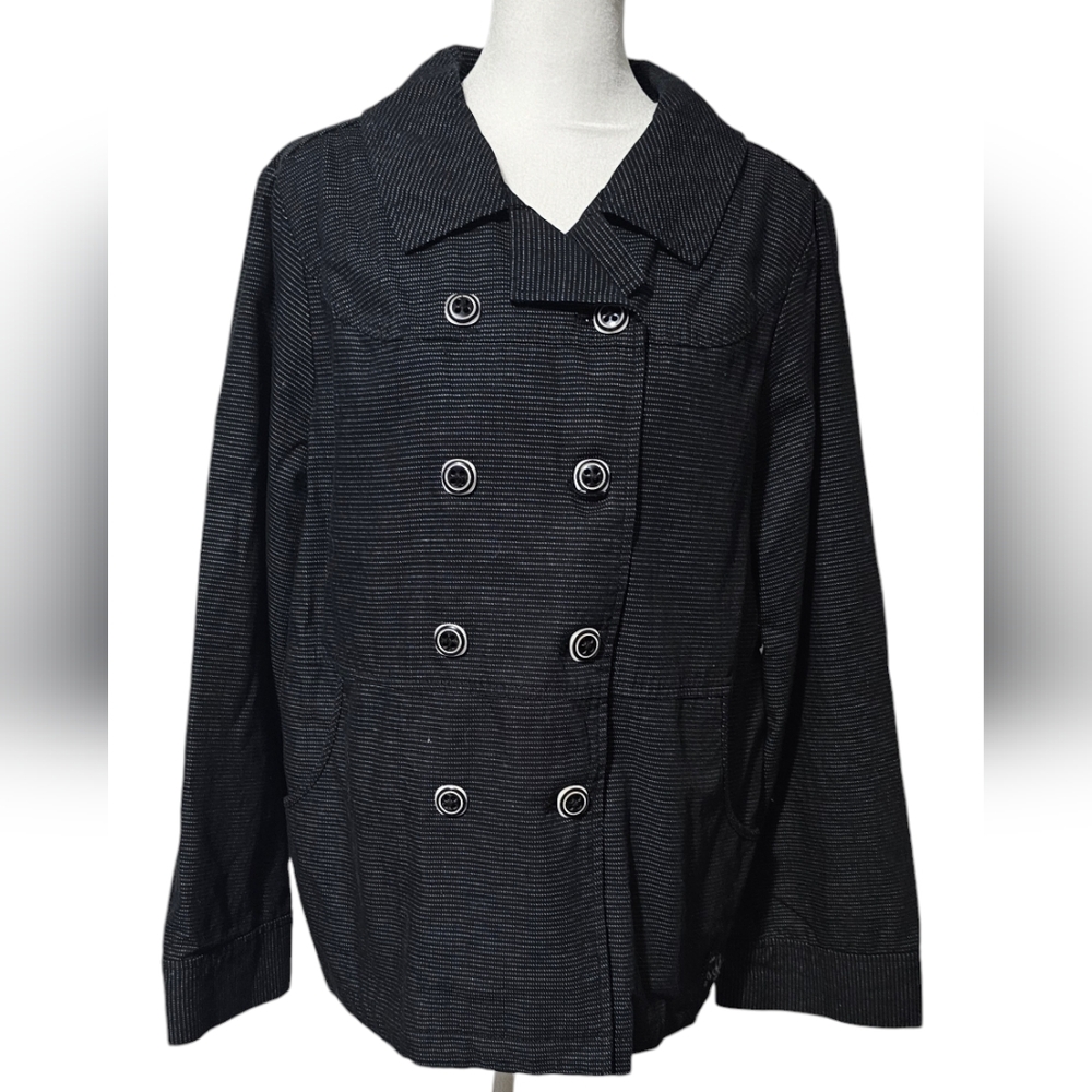 Volcom | Double-Breasted Button Down Black Jacket with White Stitching